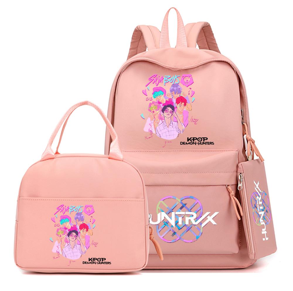 4-teiliges/Set Cartoon Anime K-Pop bedruckter Rucksack mit Federmäppchen Handtasche für Teenager Schüler Junge Mädchen Schultasche Schultasche Große Kapazität Reisetasche