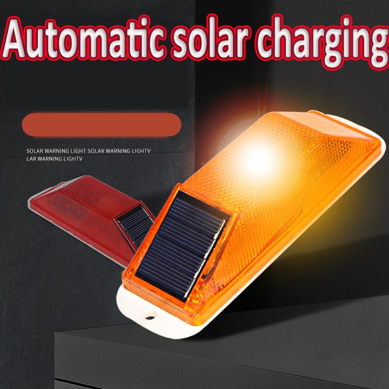 2pcs Warning LED Lamp Strobe Solar Lamp Solar Warning Lamp Chip Control Bridge Night Driving Safety Light Traffic Caution Light