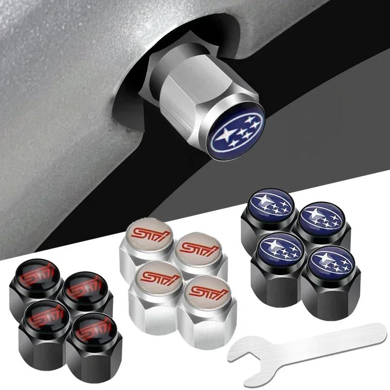 Car Wheel Tire Valve Stem Caps Air Cover with Wrench for Subaru Forester Ascent BRZ STI Exiga Legacy Outback Tribeca WRC WRX XV ew3