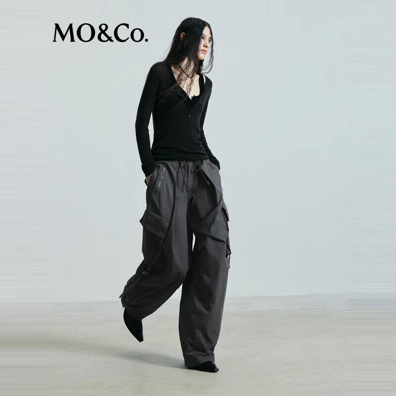 MO&Co. Women's Low-Waist Wide-Leg Cargo Pants