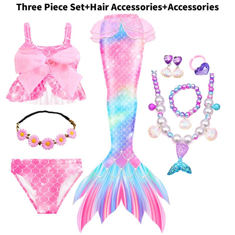 Kids Tail Mermaid For Girls Ariel Swimsuit Birthday Outdoor Pool Clothing Party
