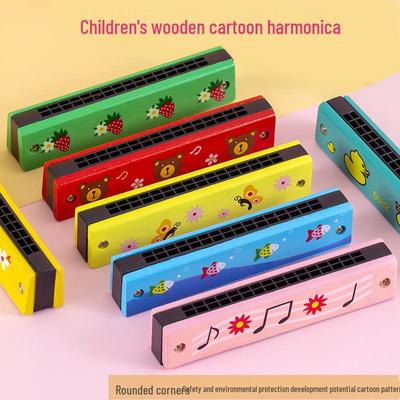 Harmonica en bois pour enfants - Jouet musical pour enfants à 16 doubles rangées pour l'enseignement et l'éveil des élèves