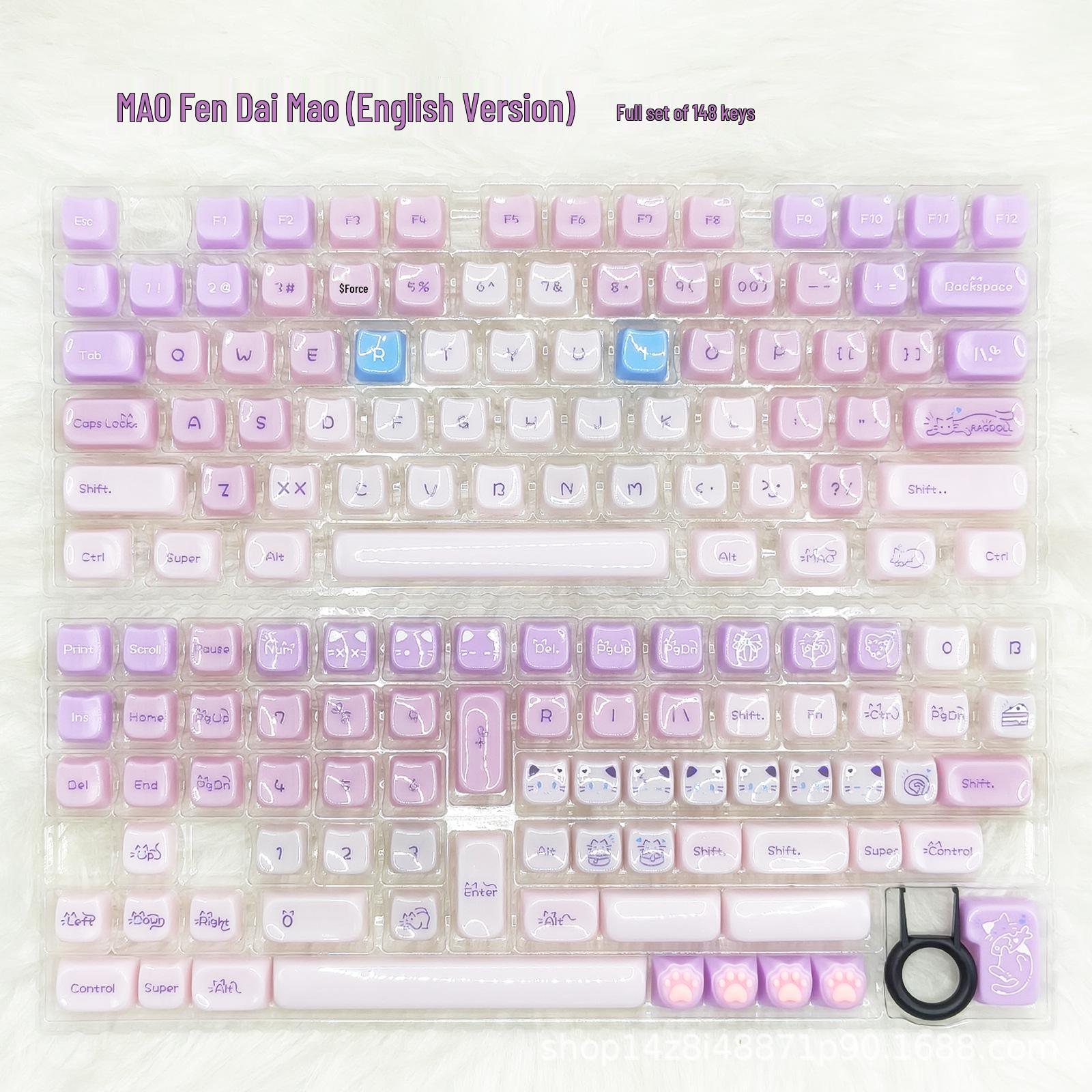 Candy Cat Glossy Mechanical Keyboard Keycap - Plush, Translucent, Double-shot Design