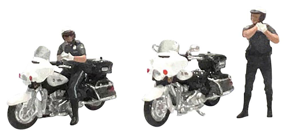 American Diorama Scale Figures Speed Cop Police Bike Set of 4 1/64 (AD-64530MJ)