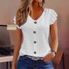 Summer V-neck hollow short-sleeved shirt women, thin Feifei sleeved top, physical source