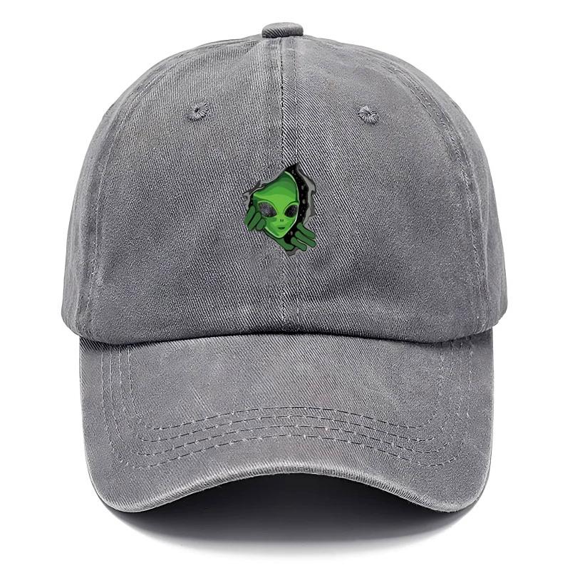 Customize Alien Vintage Washed Cotton Baseball Cap Adjustable Distressed Trucker Hat for Men Women Sci-Fi Streetwear Fashion Cap
