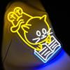 Cat Reading Book Neon Sign for Wall Decor Cute Cat Led Signs for Library Neon Lights for Classroom Reading Cafe