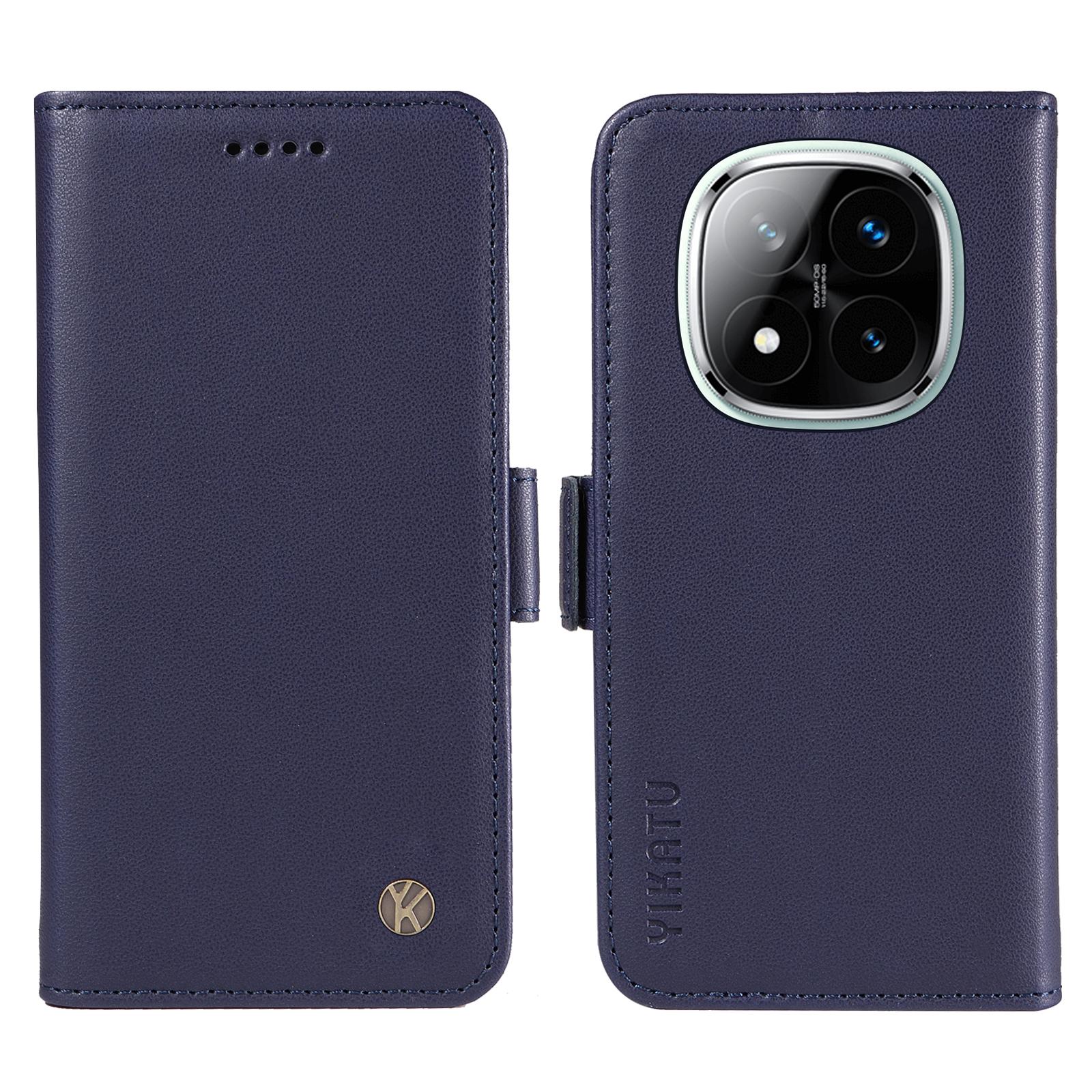 

YIKATU YK-003 For Xiaomi Redmi Note 14 Pro+ 5G/Note 14 Pro 5G/Poco X7 5G Case Wallet Stand Leather Phone Cover Side Buckle Sapphire