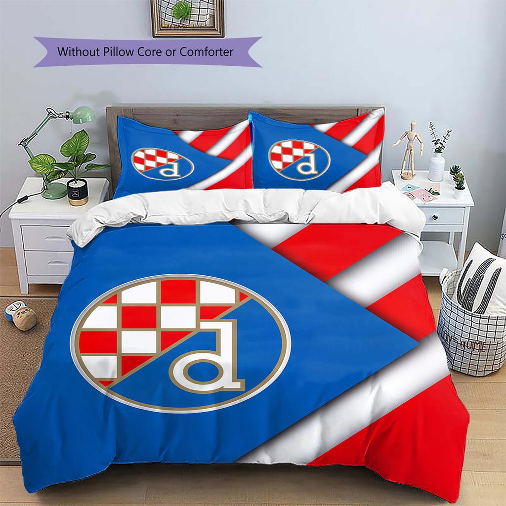 GNK Dinamo Zagreb Football Club  Pattern Bedding Quilt Set  Home Decoration  Gift (1 * Duvet Cover + 2 * Pillowcase  Without Core)