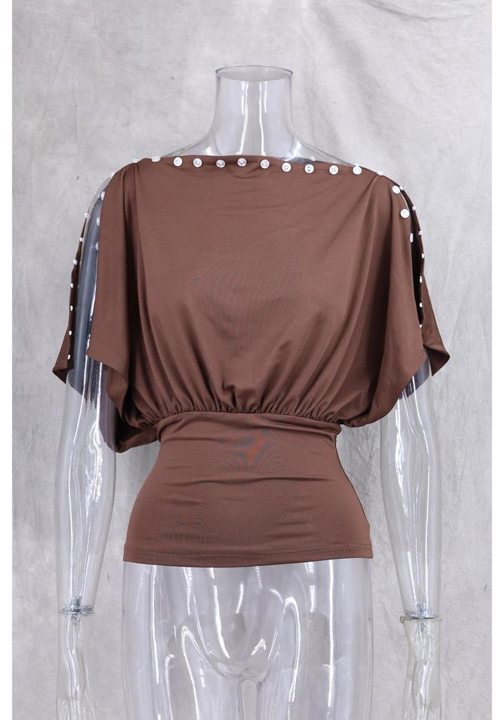 2026 Spring/Summer Asymmetrical Off-shoulder T-shirt for American Spicy Girl