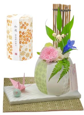 Sweet November 5D Waka Senka Lotus Japanese Classic Style Preserved Flowers for Offerings and First Bon Festival Gifts Incense,