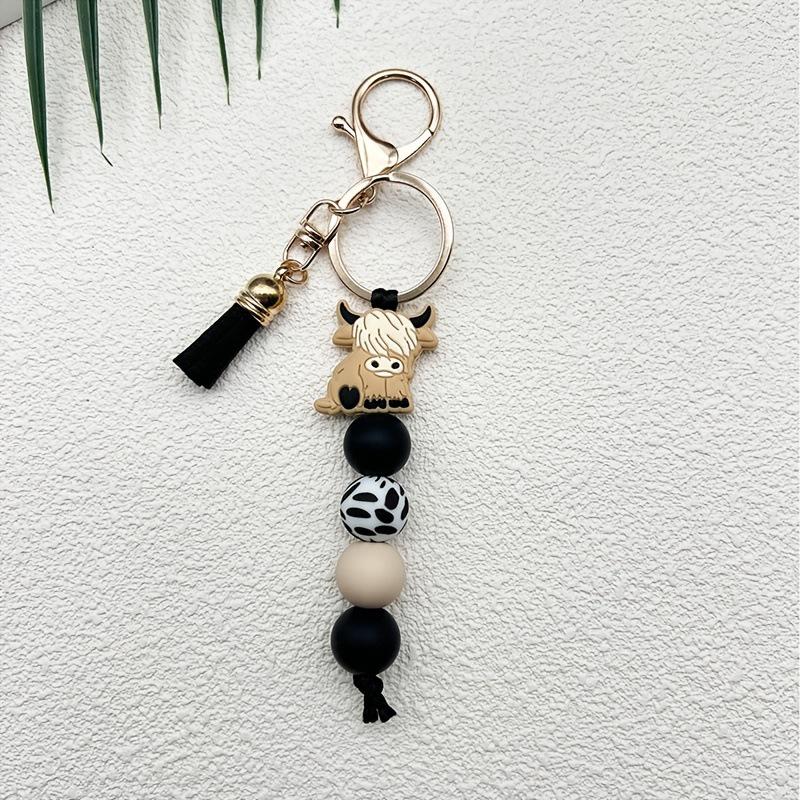 Highland Cow Silicone Pendant Keychain - Popular Animal Bag Charm Ornament