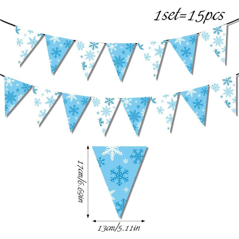 Snowflake Christmas Pattern Paper Triangular Flags For Holiday Decoration Scene