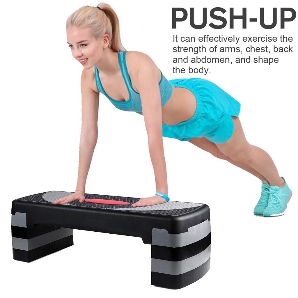 4 Level PP & ABS Gray & Black Aerobic Exercise Step Stepper Riser Gym Heavy Duty  Cardio Fitness Bench New