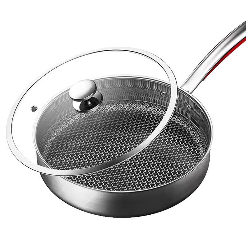 

San Jiaolong 316 Stainless Steel Uncoated Flat Bottom Wok