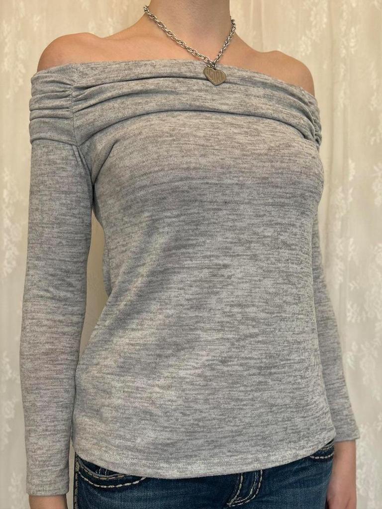 KaiKuo Y2K Spicy Style Strapless Solid Color Long Sleeve T-shirt for Women, 2025 Autumn/Winter Collection