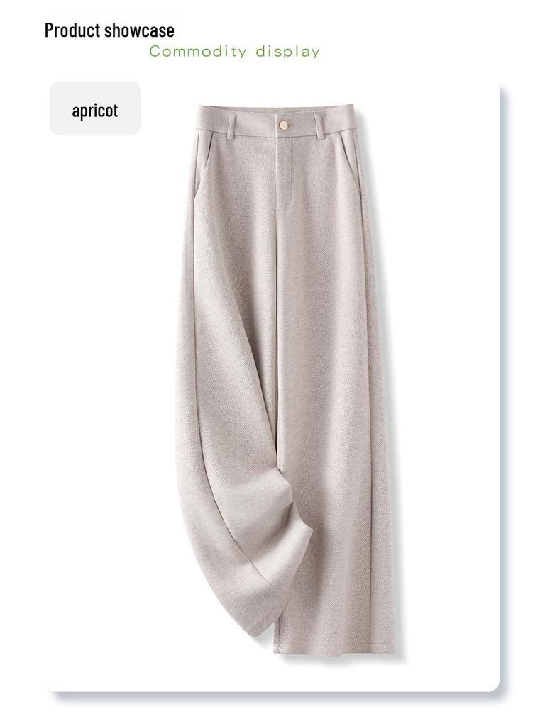Ankola Women's Red Tweed Wide-Leg Slimming Pants - New Autumn/Winter 2024