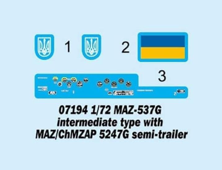 Trumpeter Tractor ChMZAP 5247G Plastic Model Kit 07194 1/72 MAZ-537G & Semi-Trailer