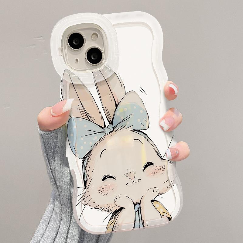 Cute Rabbit Applies To Apple 16 Mobile Phone Case 13promax Invisible Double Bracket 15 Transparent Silicone Xiaomi 14 Women