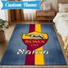 Custom Name Roma Football Crest Emblem Rug Game Carpet, Floor Mat for Bedroom Living Room Entryway Rug, Home Decor Idea Gift for Christmas Birthday