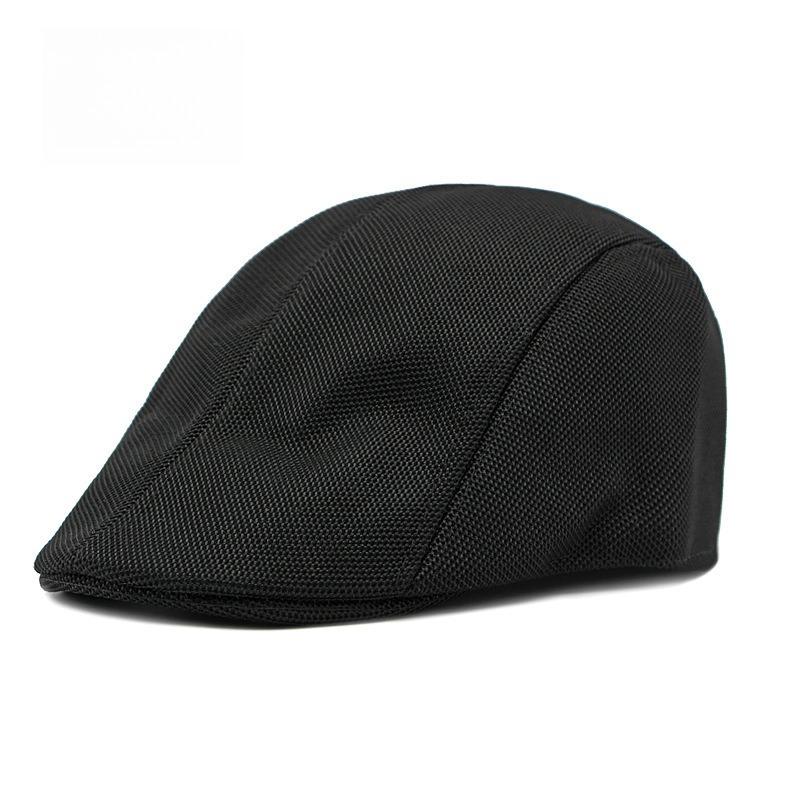 Men Breathable Mesh Flat Cap Summer Sunshade Ivy Cap Lightweight Duckbill Hat Retro Plain Forward Cap for Middle-Aged