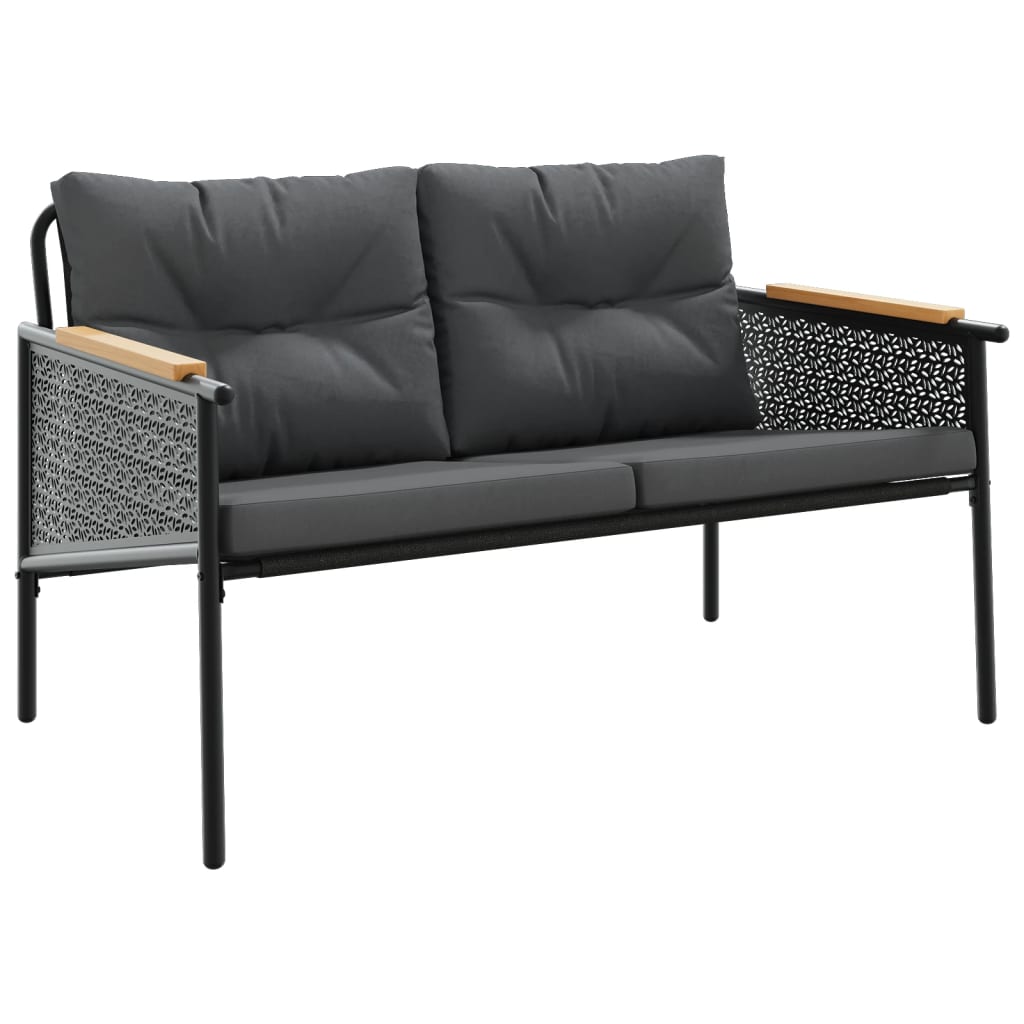 Vidaxl 3-Piece Balcony Furniture Set, with Cushions, Black, Steel