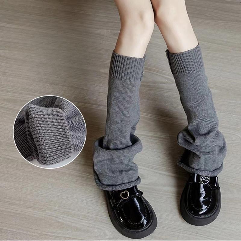 1Pair Cute Lolita Warmer Flared Socks Autumn Winter Calf Gaiter Stylish Leg Warmers Cartoon Solid Color Long Tube Leg Warmer