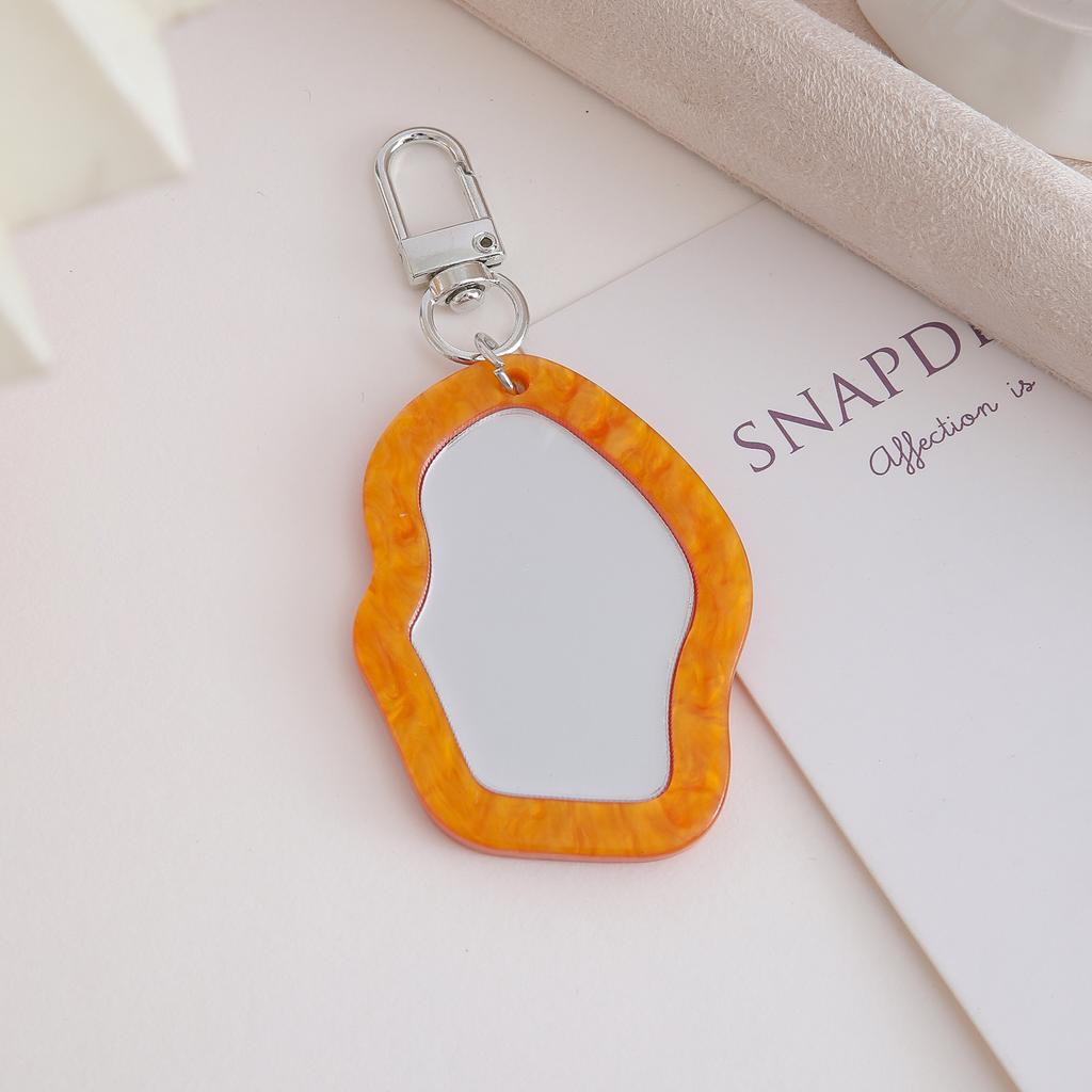 New Irregular Mini Makeup Mirror Keychain Resin Bag Charm Portable Touch-Up Mirror Pendant For Fashion Commute Purse Backpack
