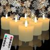 Flickering Flameless Votive Candles with Timer Remote Control Realistic Electric Real Wax Candle for Christmas Wedding Halloween