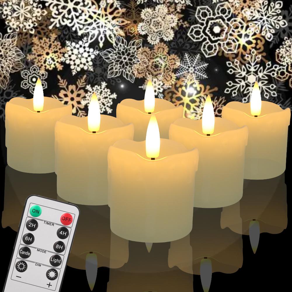 Flickering Flameless Votive Candles with Timer Remote Control Realistic Electric Real Wax Candle for Christmas Wedding Halloween