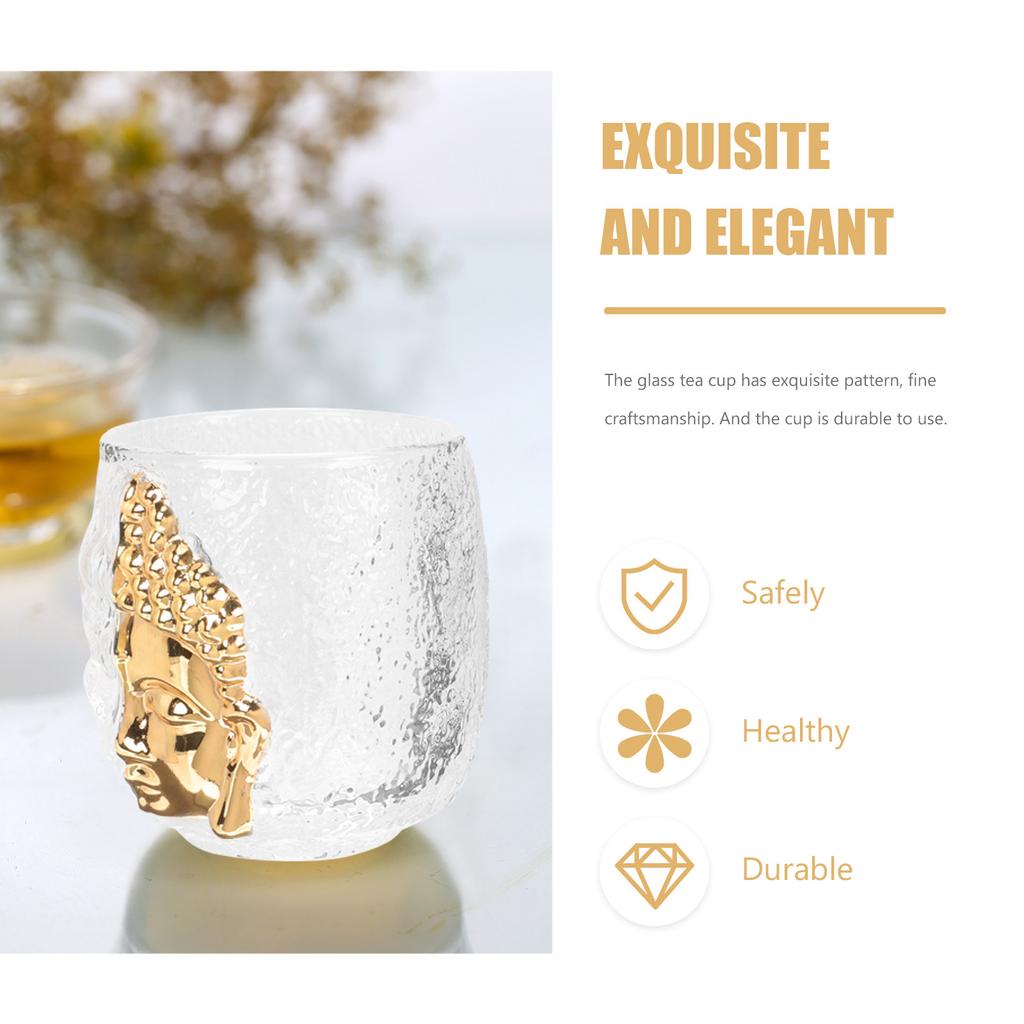 Japanese Style Double Wall Glass Tea Cup Exquisite Pattern Transparent Beverage Glass for Tea Juice Wine Home Use