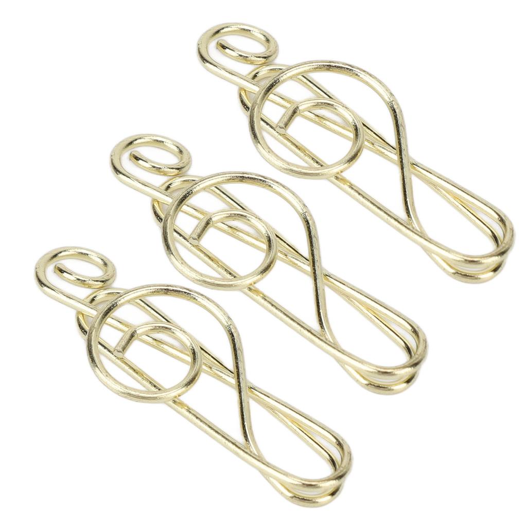 100Pcs Note Shape Paper Clips Innovative Cute Design Corrosion Resistant Gold Paper Clips for Office Home School Hospital