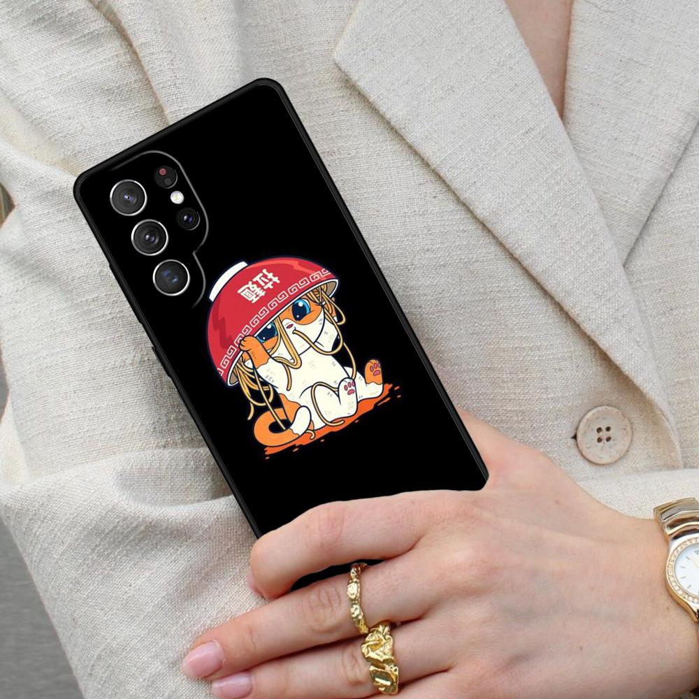 Ramen Cat Japanese Art Cell Phone Case for Samsung Galaxy S26 Ultra S25 S24 S23 S22 S21 S20 Note10 Cover
