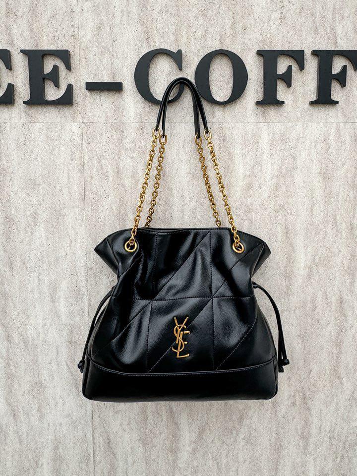 YSL DIY Lucky Bag Fashion Soft Leather Underarm Tote & Drawstring Bucket Bag