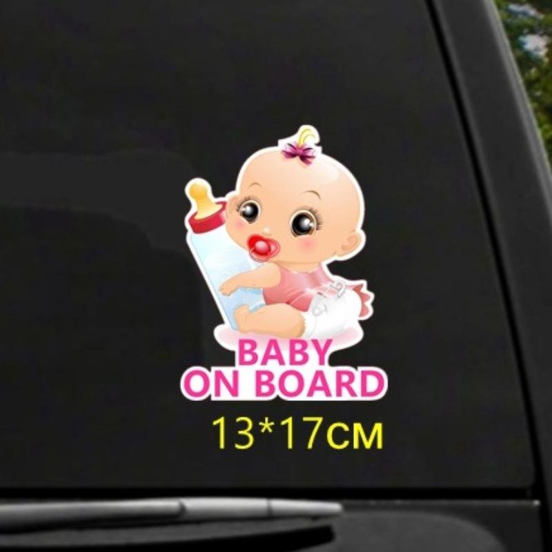 Baby On Board Car Warning Sticker Cartoon Girl Baby Graphics Decal Waterproof PVC for Car Window Safety Reminder