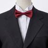 [Ojie] Bow Tie, 100% Silk, Satin, Solid Color, Made in Japan, Formal, Wedding, Reception, After-Party, Party, Casual, Wine Red