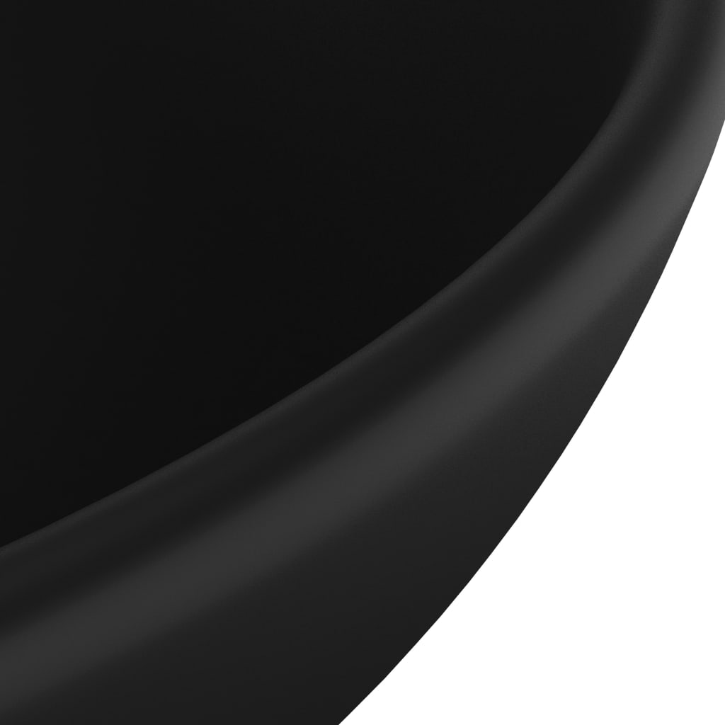 Luxury Round Wash Basin Matte Black 32.5 X 14 Cm Ceramic