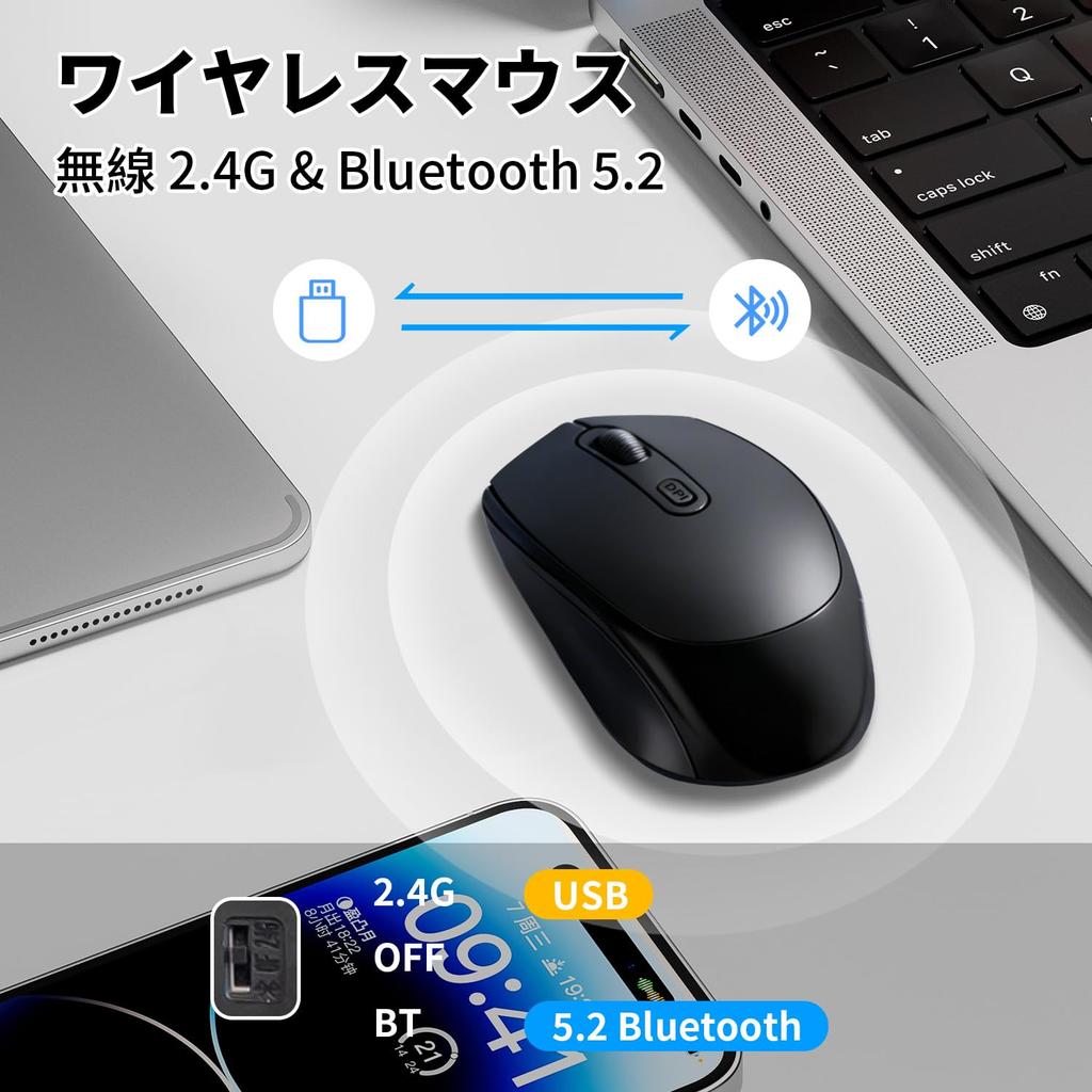 ZKBBA Wireless Bluetooth Instant DPI High High Easy Compatible with and MacBook 2.4GHz Mouse, Quiet, Connection, 3-Level Switching, Type-C