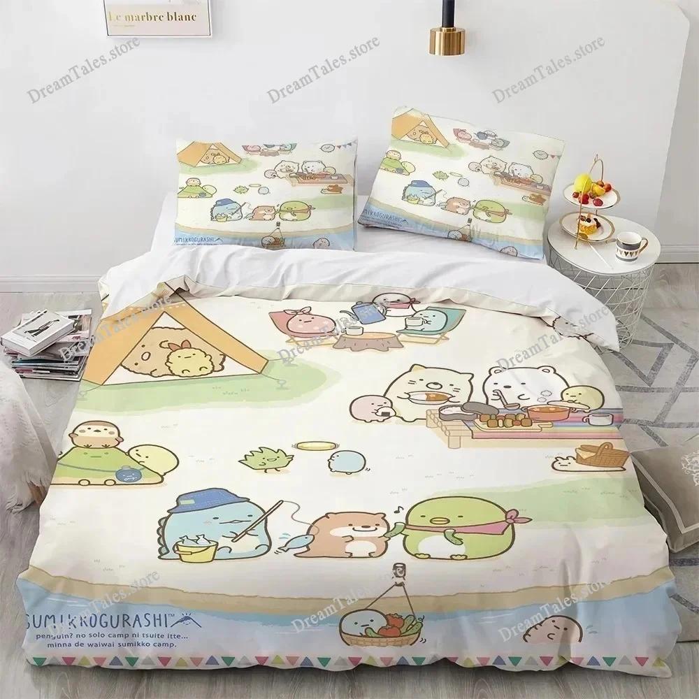 Anime Kawaii Cartoon Sumikko Gurashi Bedding Set Boys Girls Twin Queen Size Duvet Cover Pillowcase Bed Kids Adult Luxury Gift