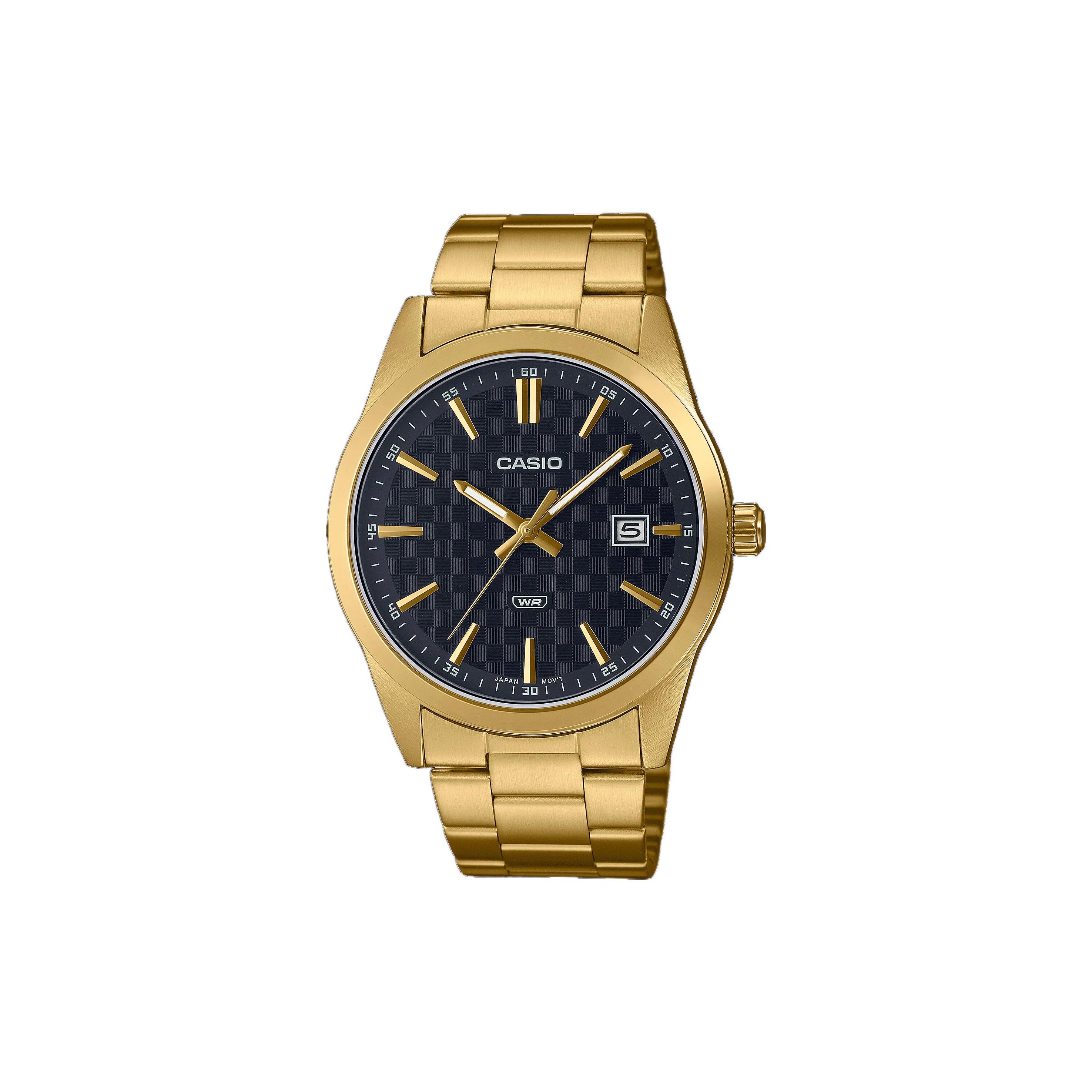 

Casio Classic Fashion Waterproof Quartz Movement Stainless Steel Strap Watch Men watches Black MTP-VD03G-1A Black Gold Watch Dial