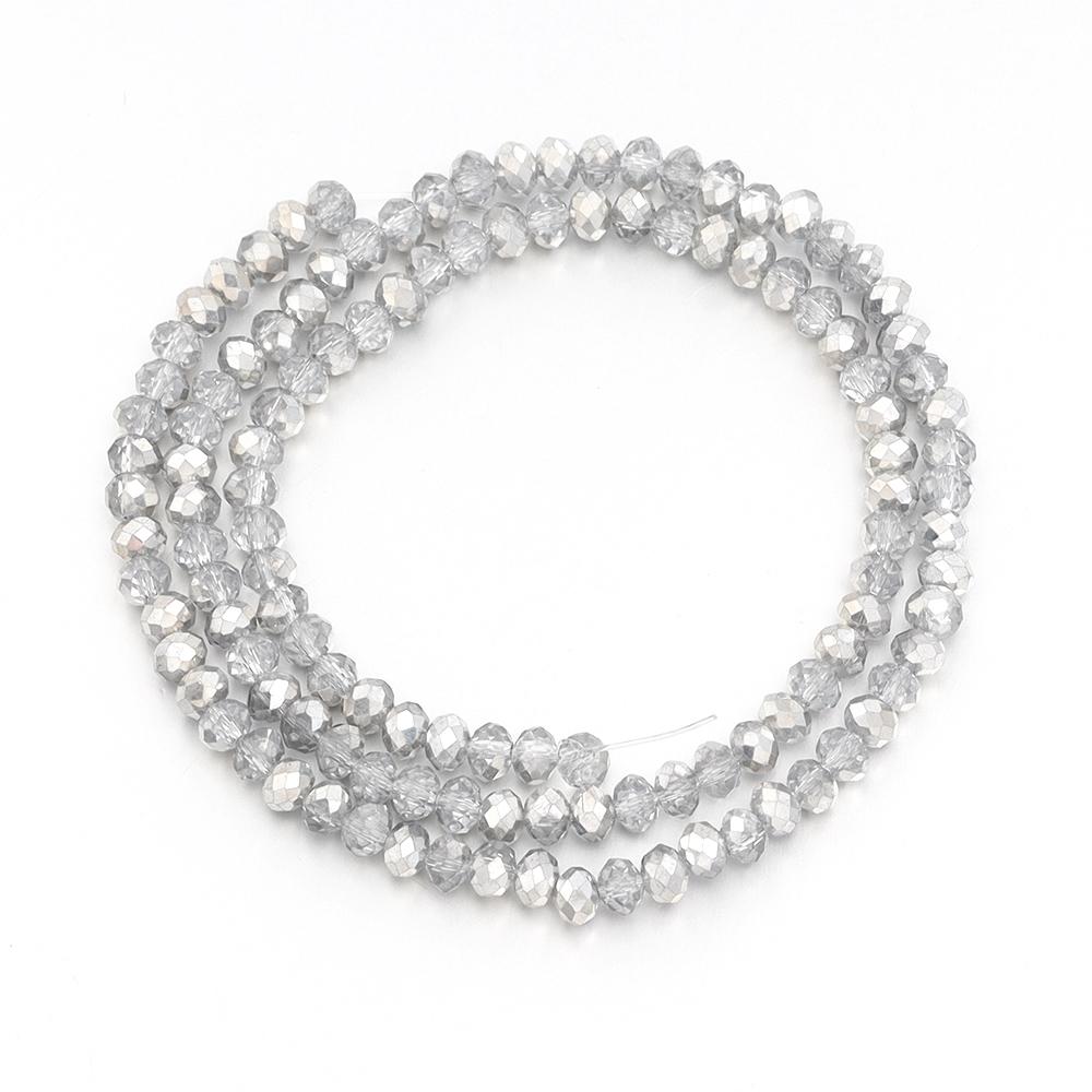 3 4 6 8mm Faceted Crystal Beads Silver Glass Beads Loose Spacer Beads For Jewelry Making DIY Craft Bracelet Necklace Accessories