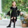 Dětský kostým čarodějnice na Halloween Dlouhé rukávy Šaty s doplňky Kouzelný Upír Démon Rohy Oblečení Pro jevištní vystoupení Párty