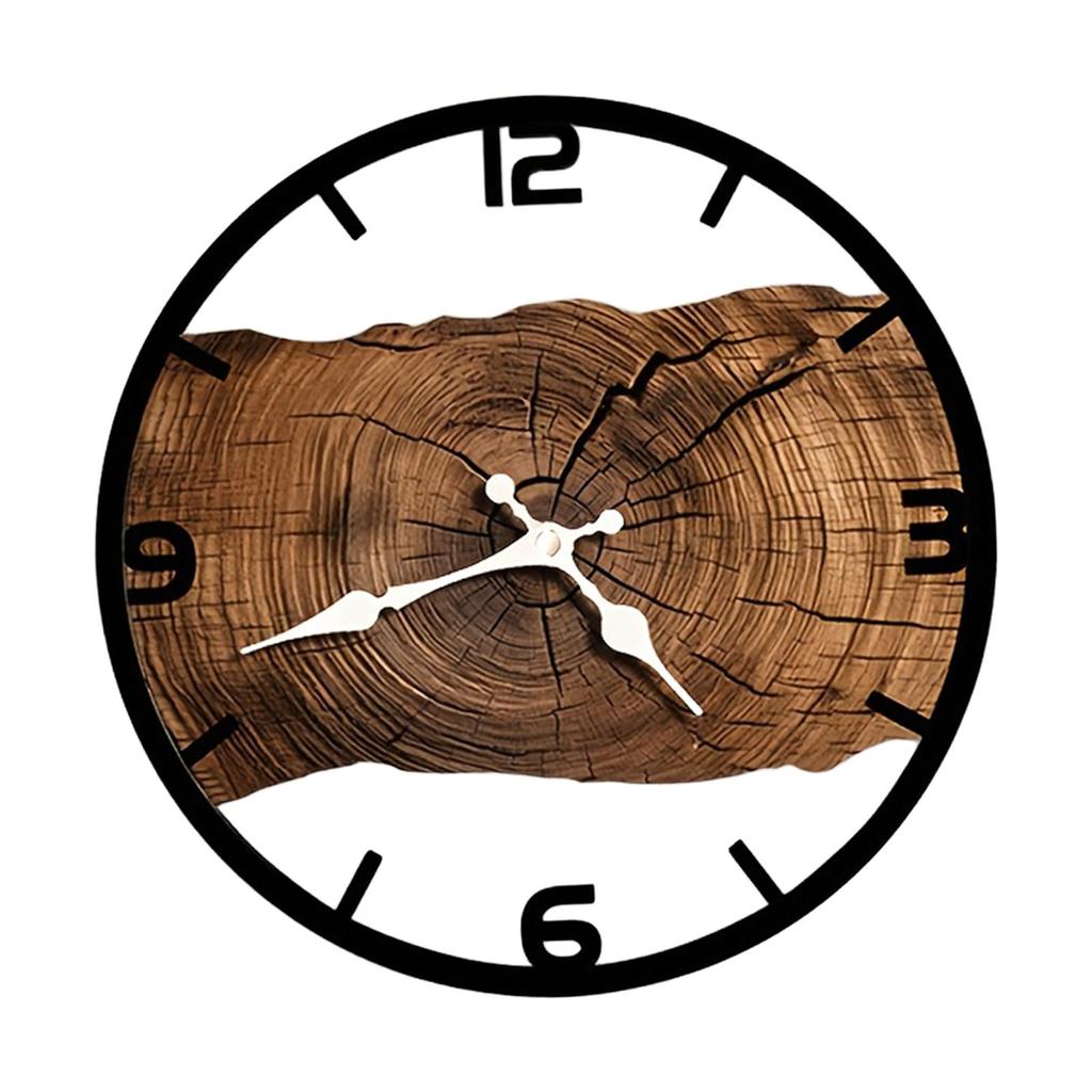 Stille Wanduhr Vintage Heimdeko Leicht ablesbar Wanduhr Bauernhaus Dekor Jahresringuhr für Bauernhaus Wohnzimmer
