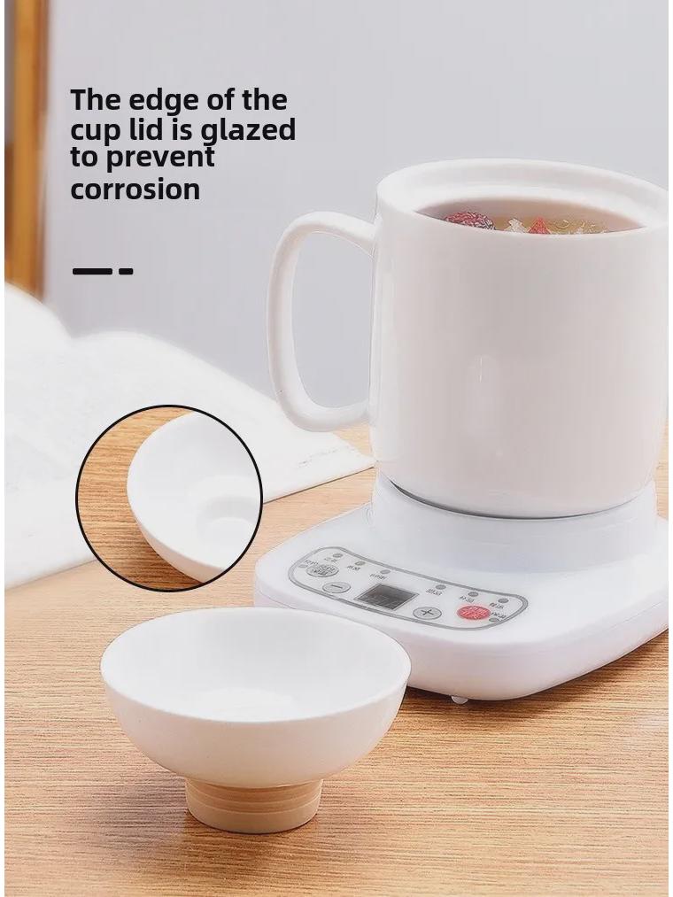 Mini ceașcă electrică de tocană din ceramică inteligentă - Uz la birou și acasă pentru supă, terci, cuib de pasăre, aparat de ceai din sticlă