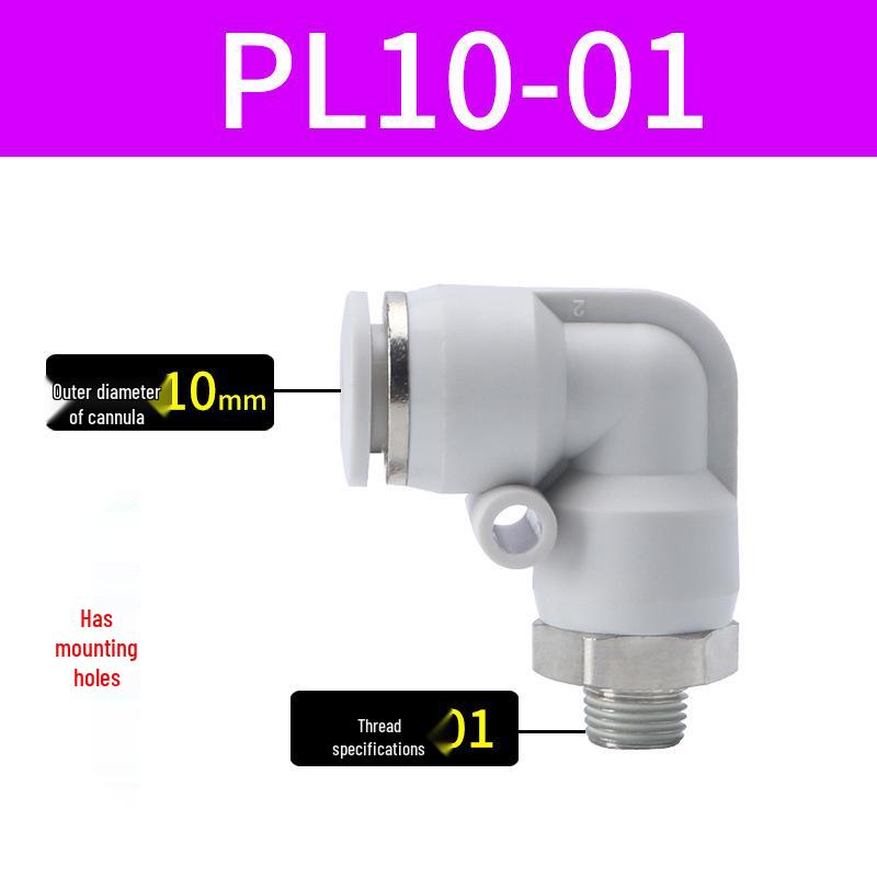 Premium White Male Thread Elbow PL8-02 Pneumatic Connector, 4-M5/6-01/10-03/12-04 Air Tube