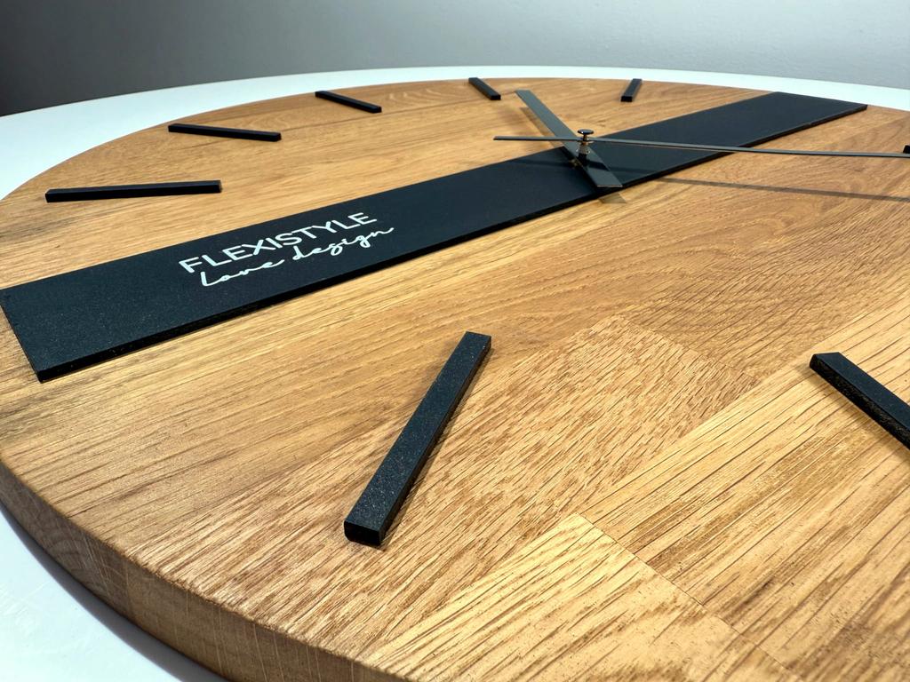 Wooden Wall Clock Oak Classic 50cm Black