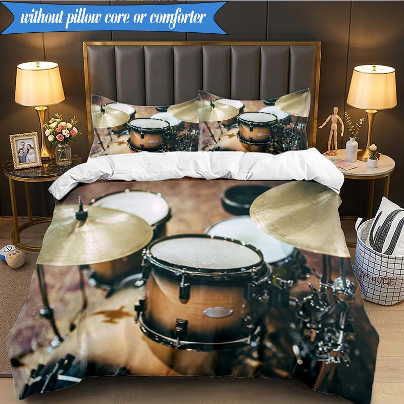 3-teiliges Trommelset Bettwäsche-Set, inklusive 1 Bettbezug und 2 Kissenbezügen. Perfekt für Schlafzimmer, Wohnheim, Weihnachtsgeschenk für Fans
