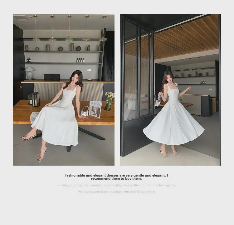 2025 Elegant Red Swing Skirt Dress: New French-Style Suspender for Women