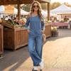 Denim Jumpsuit für Damen Schulterfrei mit Taschen, Bequeme Lässige Lange Hose, Trendiges Mode Sommer Outfit