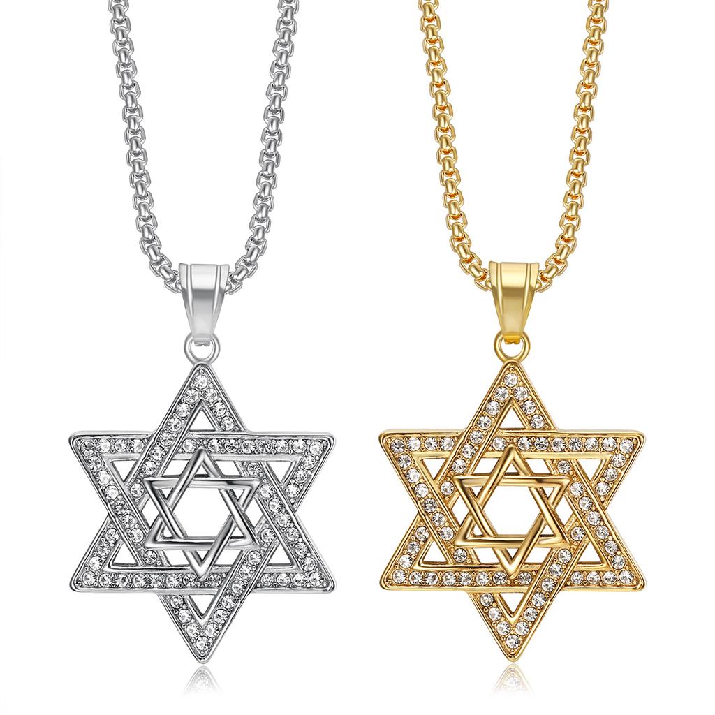 Gothic Star of David Pendant Necklace Hexagram Chain Hip Hop Jewelry Accessories